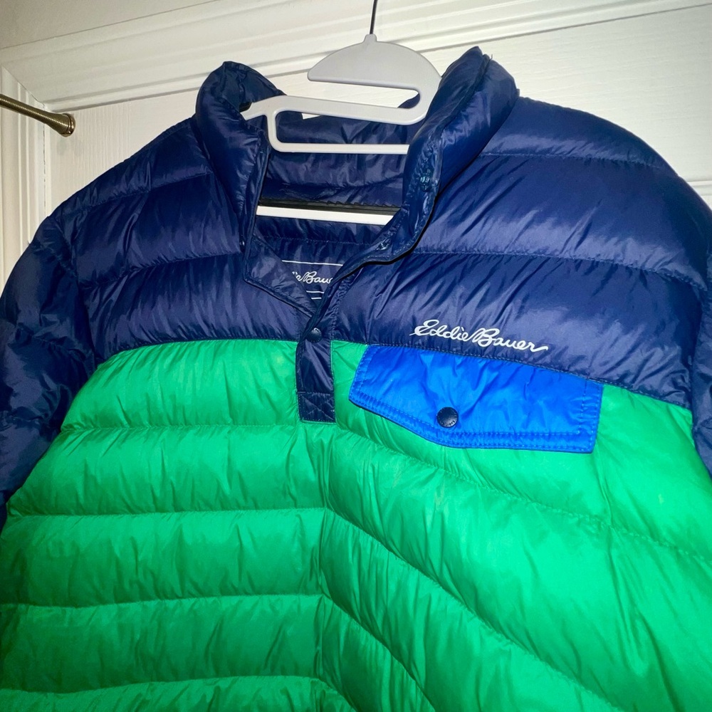 Eddie Bauer EB650 Jacket men’s XXL Pullover Snap Puffer Down Filled
